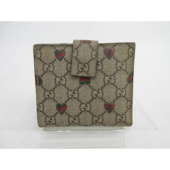 Gucci GG Double Hook Wallet Ribbon Heart Beige - Picture 2 of 9